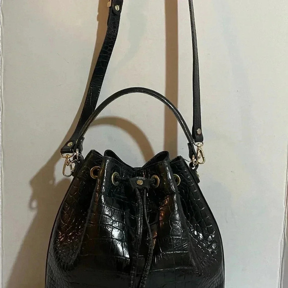 Francesco rogani black croc leather satchel handbag - Picture 7 of 15